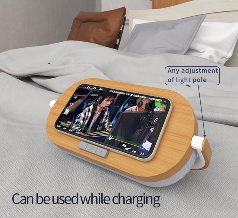 High Quality Protbale Speaker Wooden Wireless Charging Music Desk Lamp LED Wireless Charger Speaker Portable Bluetooth Speaker