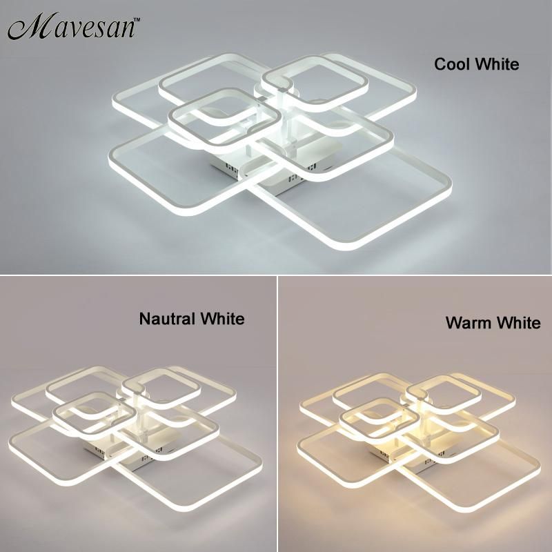 Rectangle Ceiling Lights Acrylic Lampshade Square Rings for Living Room Bedroom Home Ceiling Lamp (WH-MA-69)