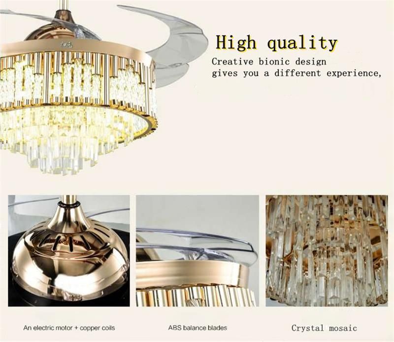 Nordic Luxury Interior Decoration Lamp Bedroom Crystal LED Ceiling Fan
