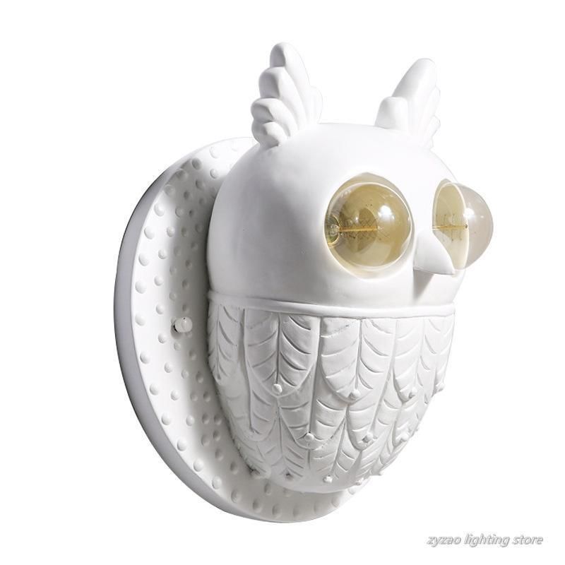 Creative Resin Birds Wall Lamps Bedroom Bedside Lamps White Ceramic Owl Wall Light (WH-VR-67)