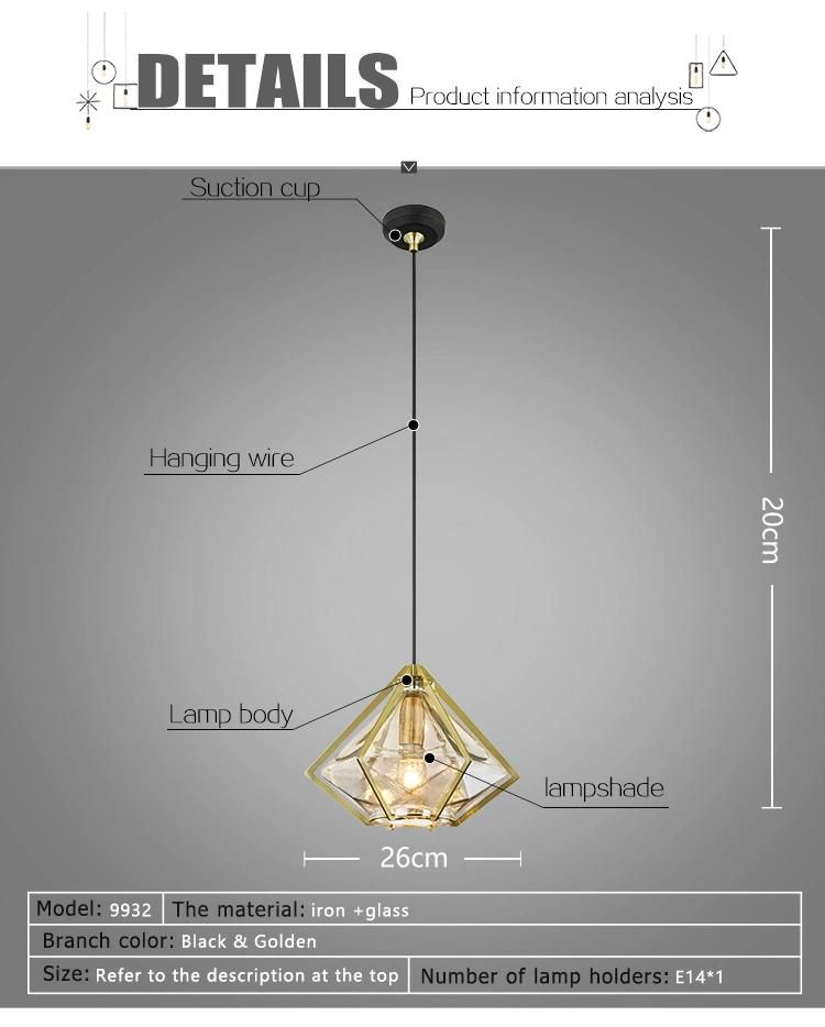 Blue Color Diamonds Shape Glass E14 Lighting with Ce Certification