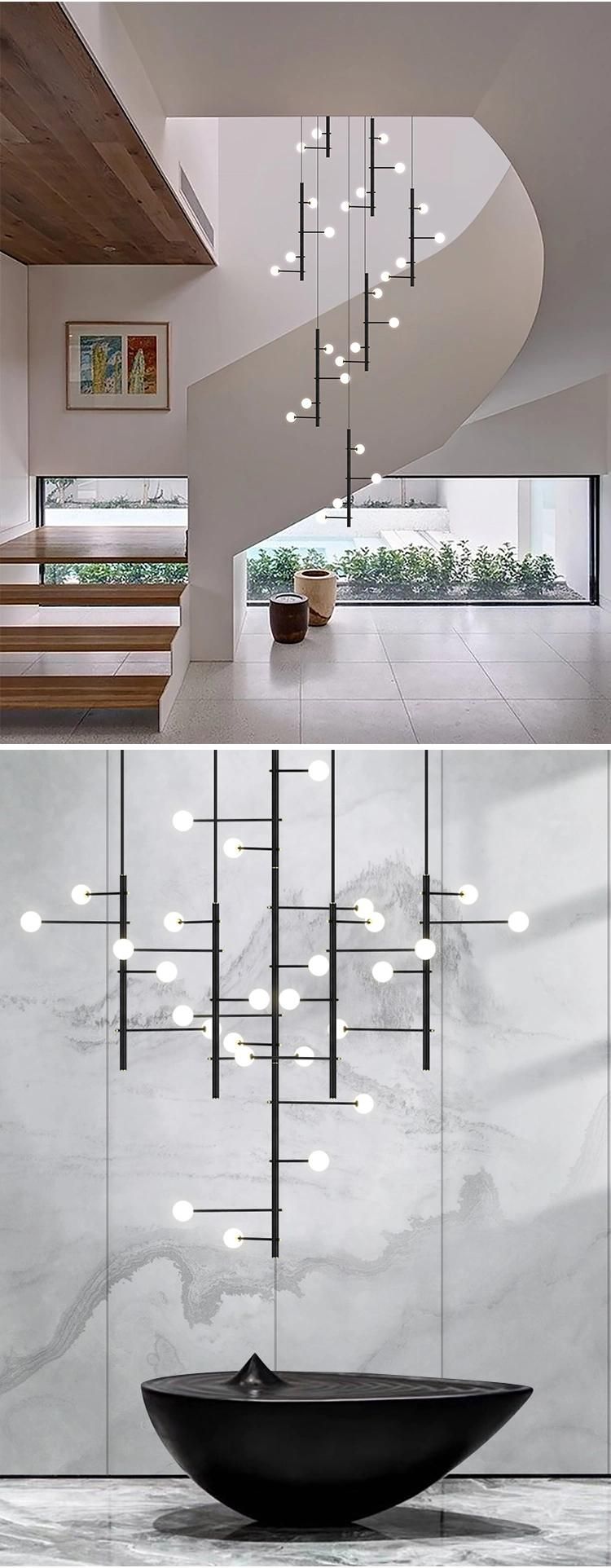 Modern Style Decorative Staircase Commercial Custom Project Luxury LED Chandelier Light