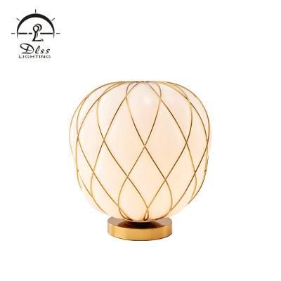 Pineapple White Glass Gold Wires Designer Table Lamps