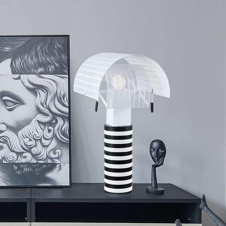 Italy Designer Black White Stripes Iron Art Table Lamp Nordic Living Room Study Bedroom Bedside Lighting Fixtures LED Floor Lamp