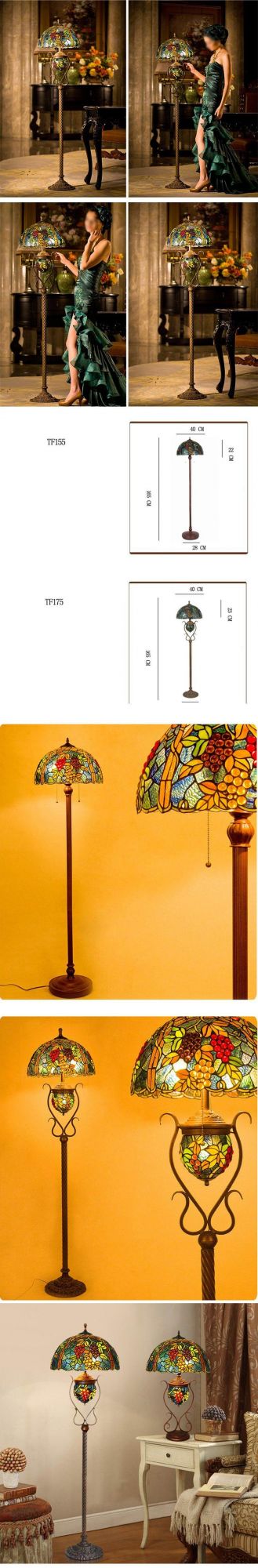 High Quality Tiffany American Retro Living Room Floor Lamp Bedroom Study Luxurious Warm Home Decorative Lamp