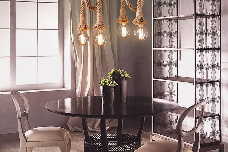 Vintage Rope Pendant Light Personality Loft Hemp for Kitchen Cafe Bar Decor Bamboo Pendant Light (WH-VP-74)