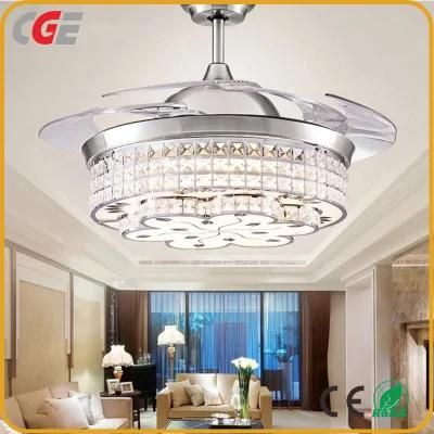 High Quality New Design 42 Inch Crystal Ceiling Fan LED Light with Invisible Blades