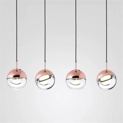Modern LED Pendant Lights Hanging Metal Ball Glass Pendant Lamp Nordic Simplicity Home Decor Bedroom Bedside Light Fixture