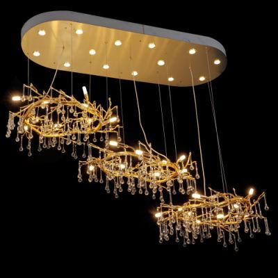 2022 Meerosee Gold Rectangle Chandelier Crystal Modern Pendant Lights for Dining Room Kitchen Island Hanging Light Fixture