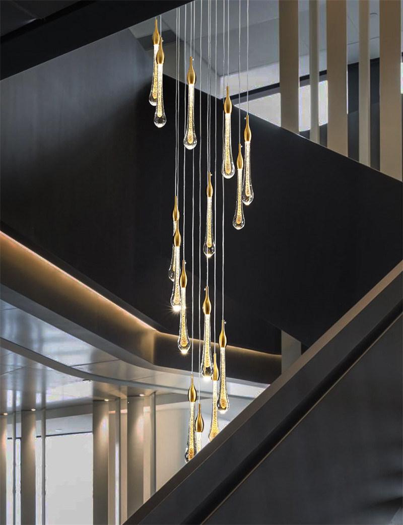 Hotel Lobby LED Crystal Water Drop DIY Pendant Lamp