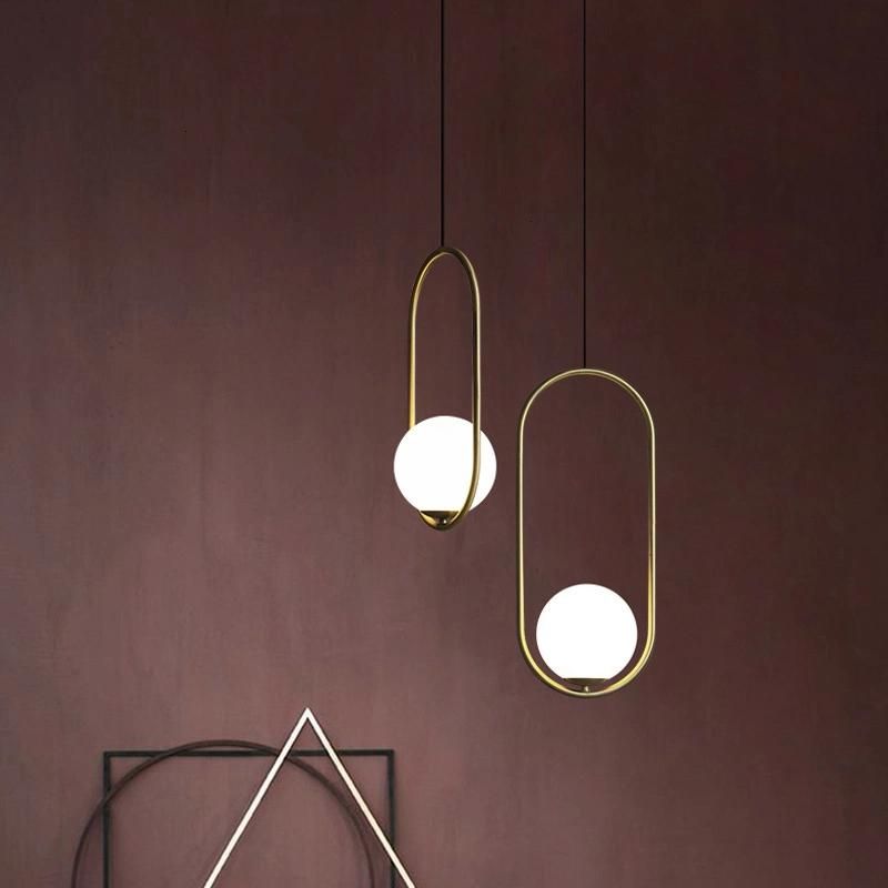 Nordic Ball Pendant Lights Black Silver Gold Metal Lamp Simple Bar Dining Room Sphere Pendant Lamp (WH-AP-286)