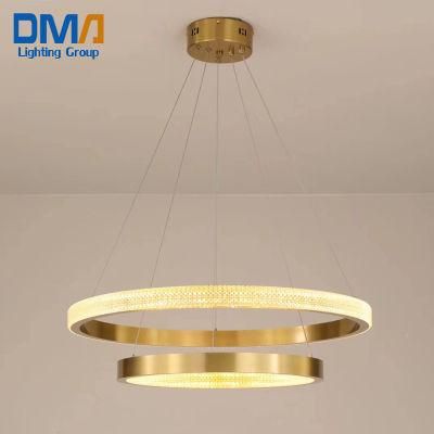 Indoor Modern Nordic Acrylic Circular LED Ring Gold Pendant Lamp Chandeliers Hanging Lights