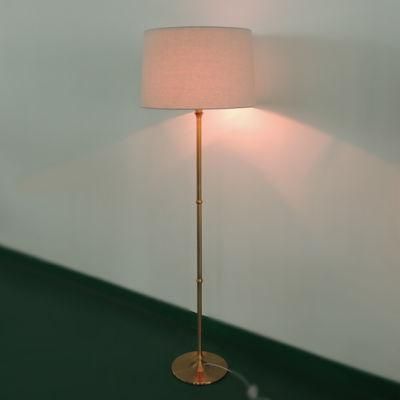 Brass Metal Body and Fabric Lamp Shade Floor Light for Guestroom.