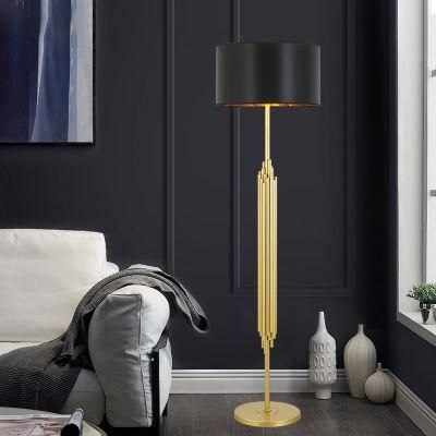 Modern Decorative Gold Standing Floor Lamp Floor Light with Fabric Shade for Hotel, Living Room