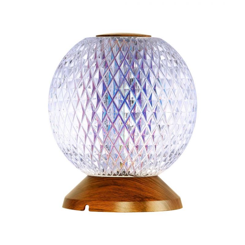 Cross-Border Creative Crystal Ball USB Charging Table Lamp Living Room Bedroom Moon Atmosphere Bedside Lamp Three-Color LED Night Light