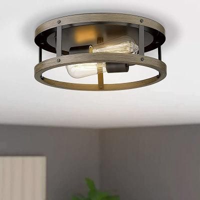 Iron Retro Loft Ceiling Lamp Imitation Wood Grain Kitchen Living Room Vintage Ceiling Light (WH-LA-33)