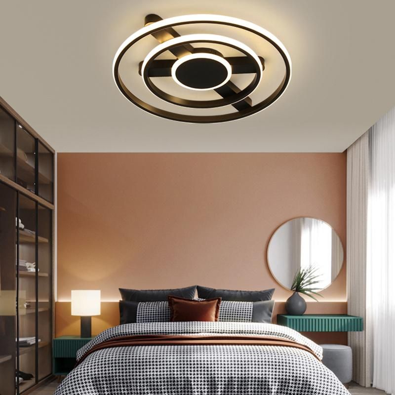 Round Ceiling Lamp Sitting Room Light Modern Black and White Light