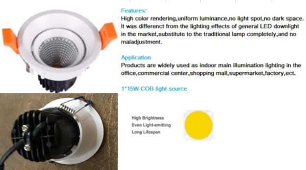2.5" 15W Recessed COB LED Downlight Embedded Down Light (Wd-Dl-9094)