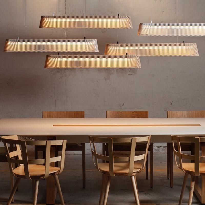 Wooden Cuboid Design Modern Chandelier Mall Hotel Lobby Pendant Lamp