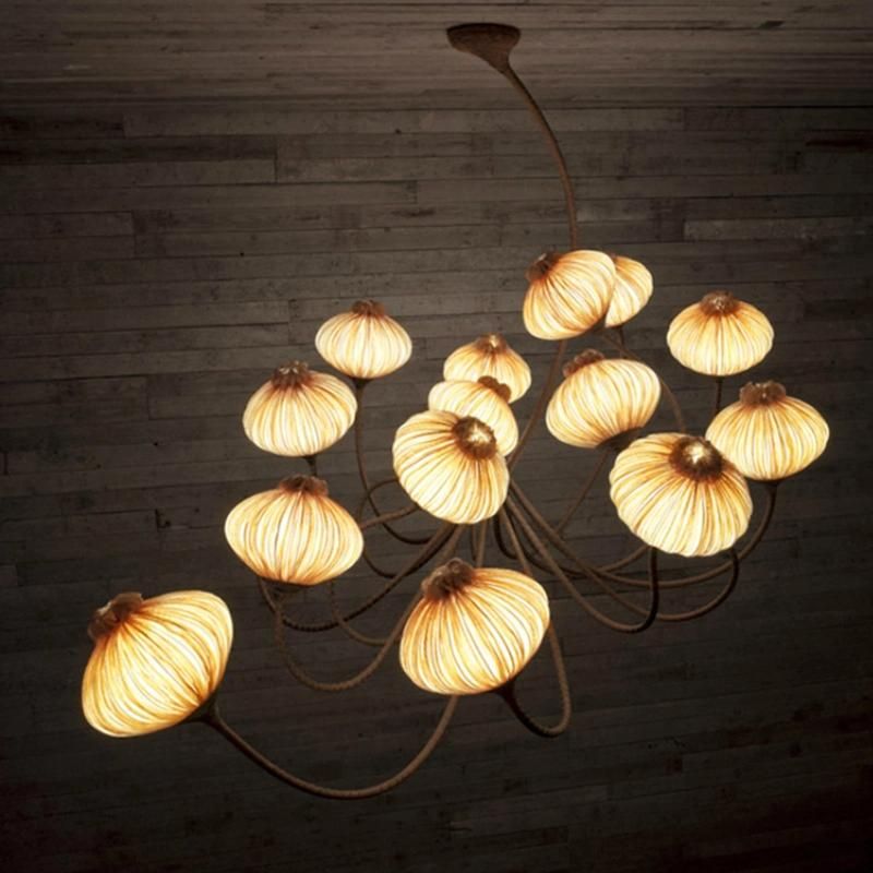 Vintage Lantern Design Chandelier Exhibition Lobby Mall Pendant Lamp Light