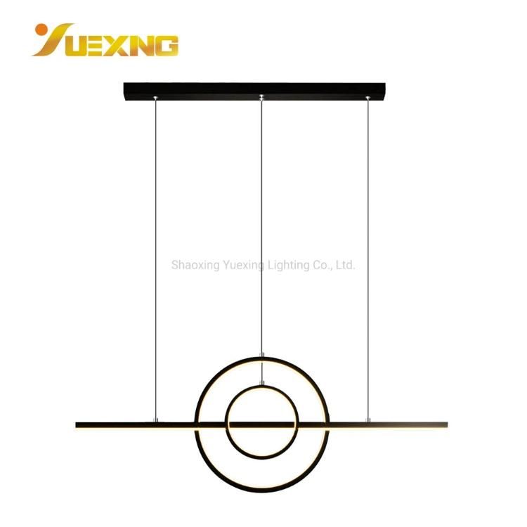 Black SMD Iron Metal Indoor LED Strip Pendant Hanging Lamp Light for Living Dining Bed Room Home Decoration
