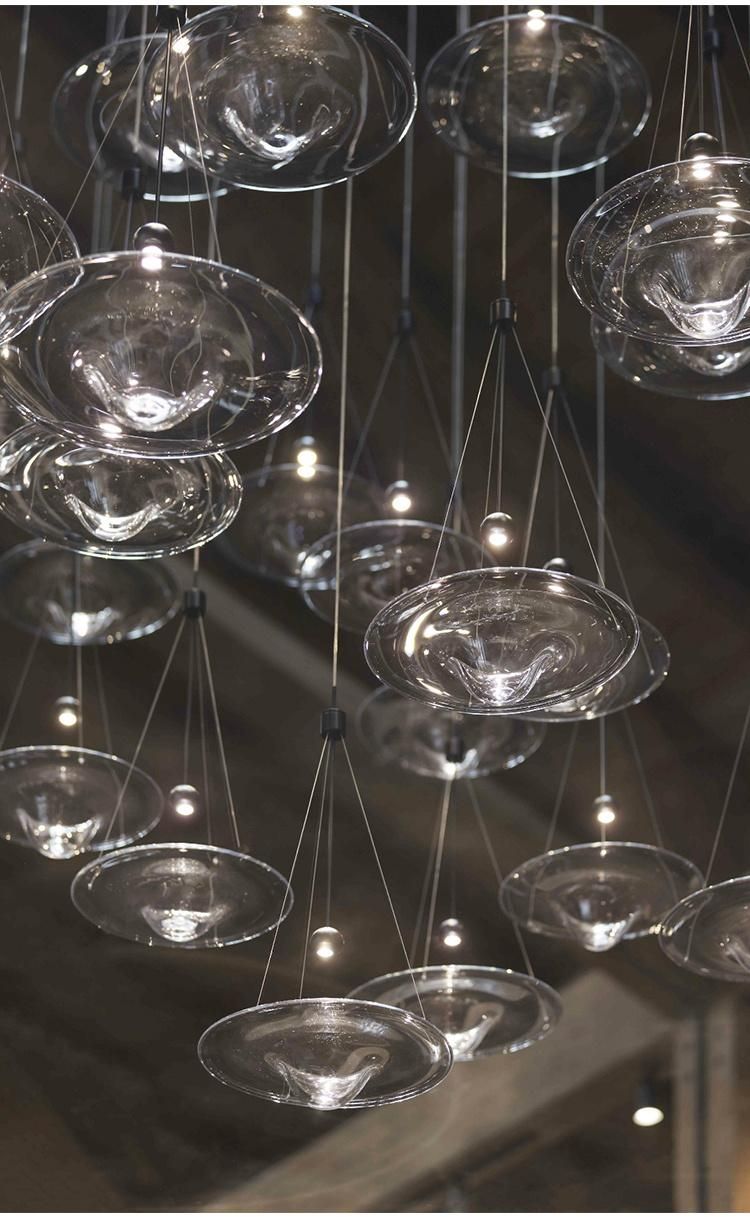 Nordic Style Decorative Commercial Hotel Staircase Custom Modern Glass LED Chandelier Light