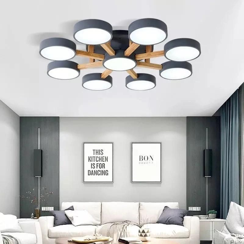 Nordic Modern Hotel Apartment Villa LED Ceiling Lamp Wooden Chandelier (WH-WA-14)