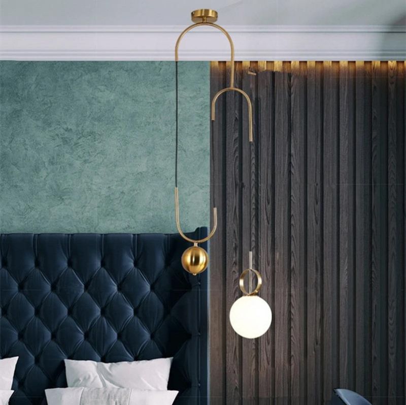 Modern Linear Pendant Light LED Indoor Pulley Glass Ball Bedside Living Room Lighting Bedroom Pendant Lamp (WH-AP-165)