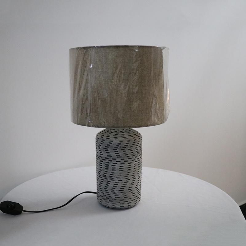 Ceramic Body and White Gourd White Acrylic Fabric Shade Table Lamp.