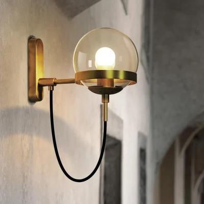 Industrial Wind Wall Lamp Retro Iron Hotel Corridor Bedside Glass Ball Wall Light