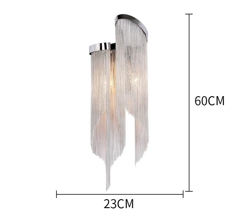 Plate Aluminium Tassel LED E14 Wall Scones D23 H60cm Chrome Stream Wall Sconce (WH-OR-197)