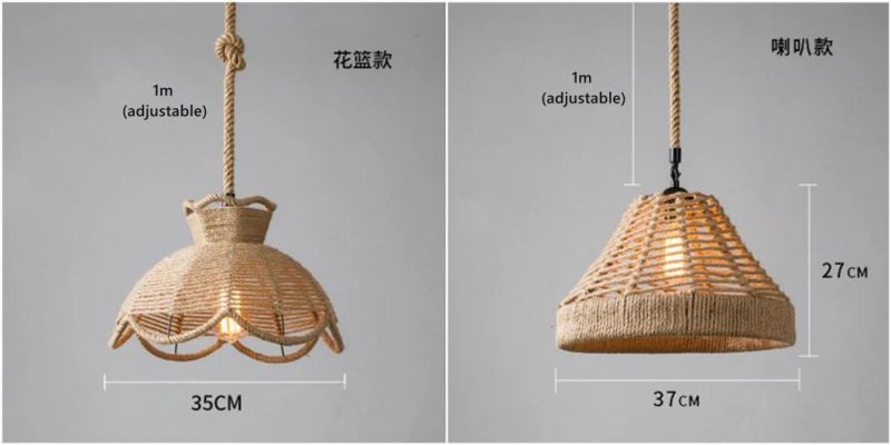 Retro Industrial Style Lighting Lamp Hemp Rope Chandelier