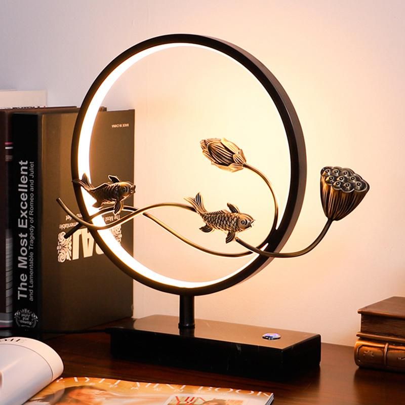 Chinese Japanese Style Fish Design Vintage Table Lamp Desk Lamp
