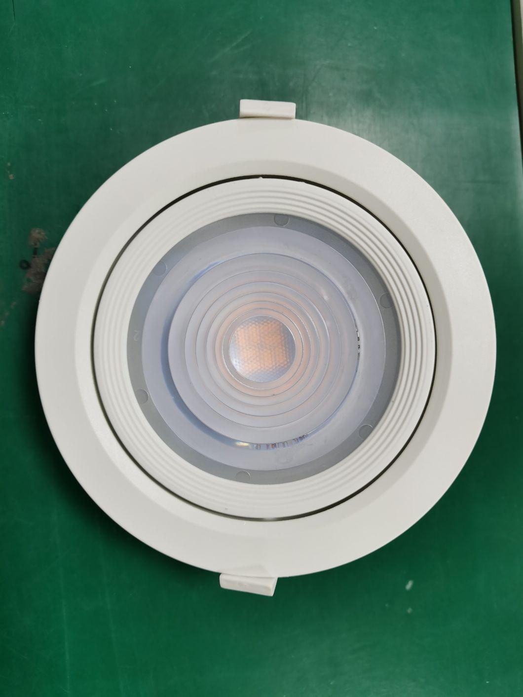 SMD2835 100-240V 15W Round Rotatable Recessed 145mm Diameter 120mm Hole White PBT and Aluminum LED Down Light Spotlight