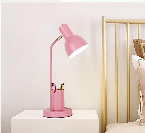 Bedside Table Lamp Reading Light with Pen Box for Kids Bedroom Decoration
