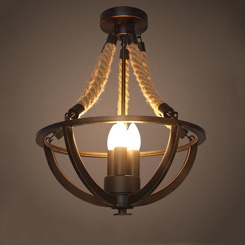 Vintage Loft Hemp Rope Pendant Lamp Restaurant Cafe Light Salon Industrial Pendent Lamp (WH-VP-117)
