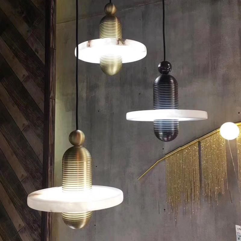 Vintage Marble Lamp Luxury Black Pendant Lamp Gold LED Hanging Lights Living Room Dining Room Pendant Lamp (WH-AP-257)