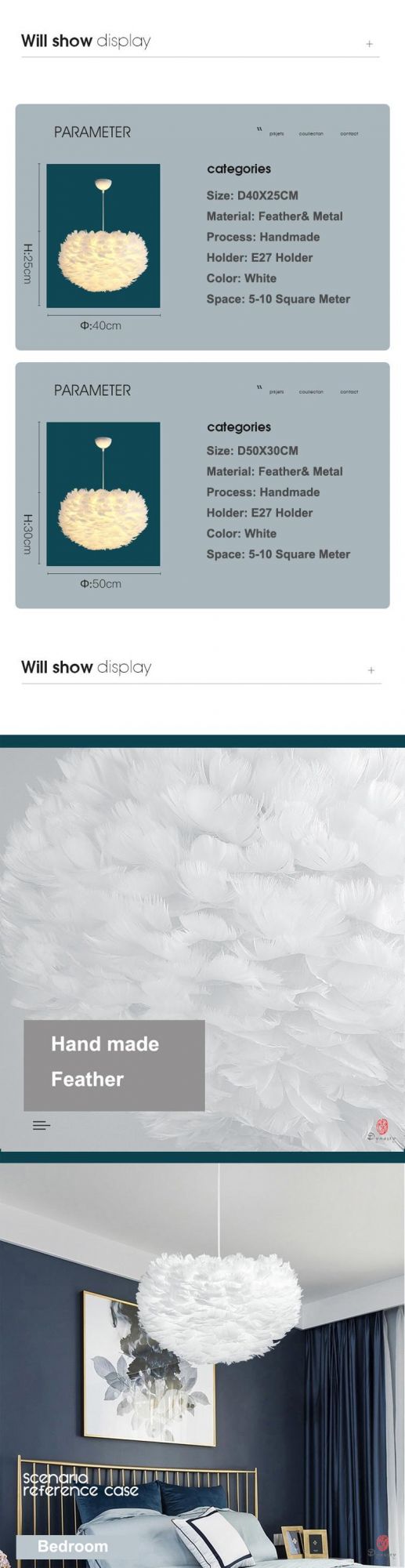 Europe Style Ball Pendant Lamp Designer Arne Contemporary Cloud Shaped Feather Pendant Light (WH-AP-308)