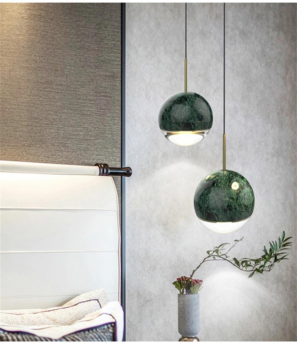 Simple Marble Texture Pendant Lamp Modern Crystal Ball Small Droplight Loft Black White Green Sphere Cord Pendant Light