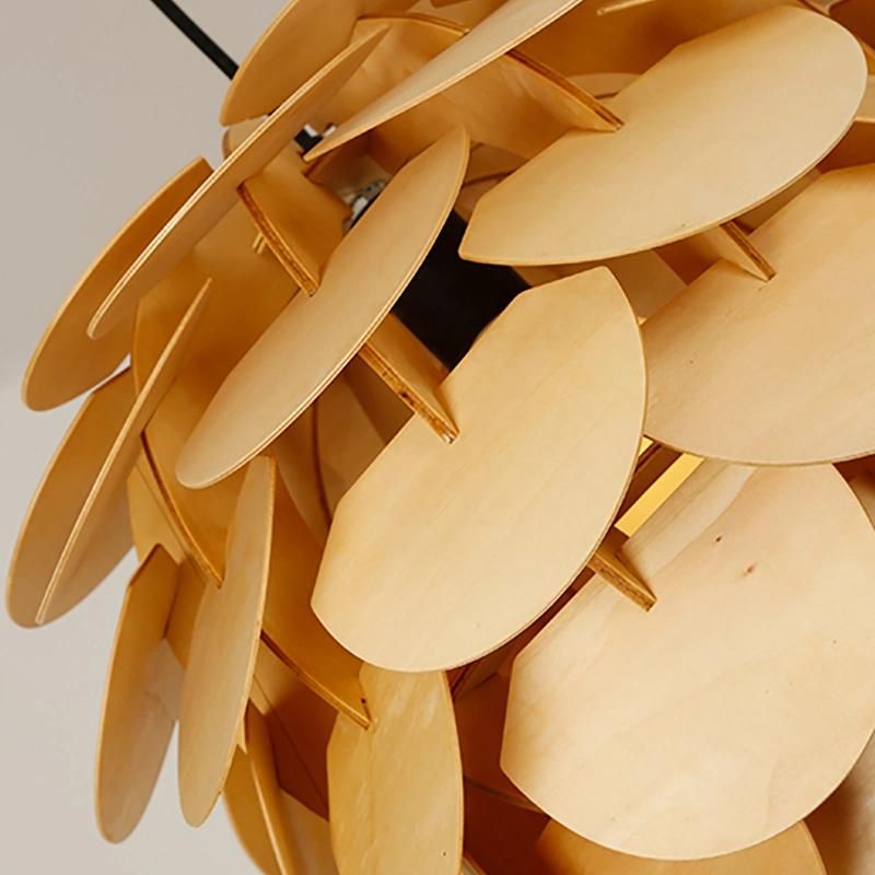 Dining Room Bedroom Model Room Wood Chip Chandelier Pendant Lamp