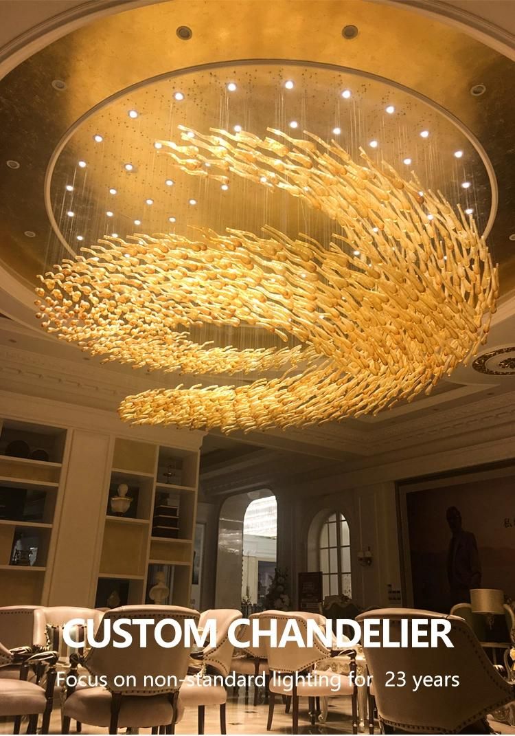 Glass Manual Decorative Stairs Hotel Commercial Modern Luxury Modern LED Chandelier Light