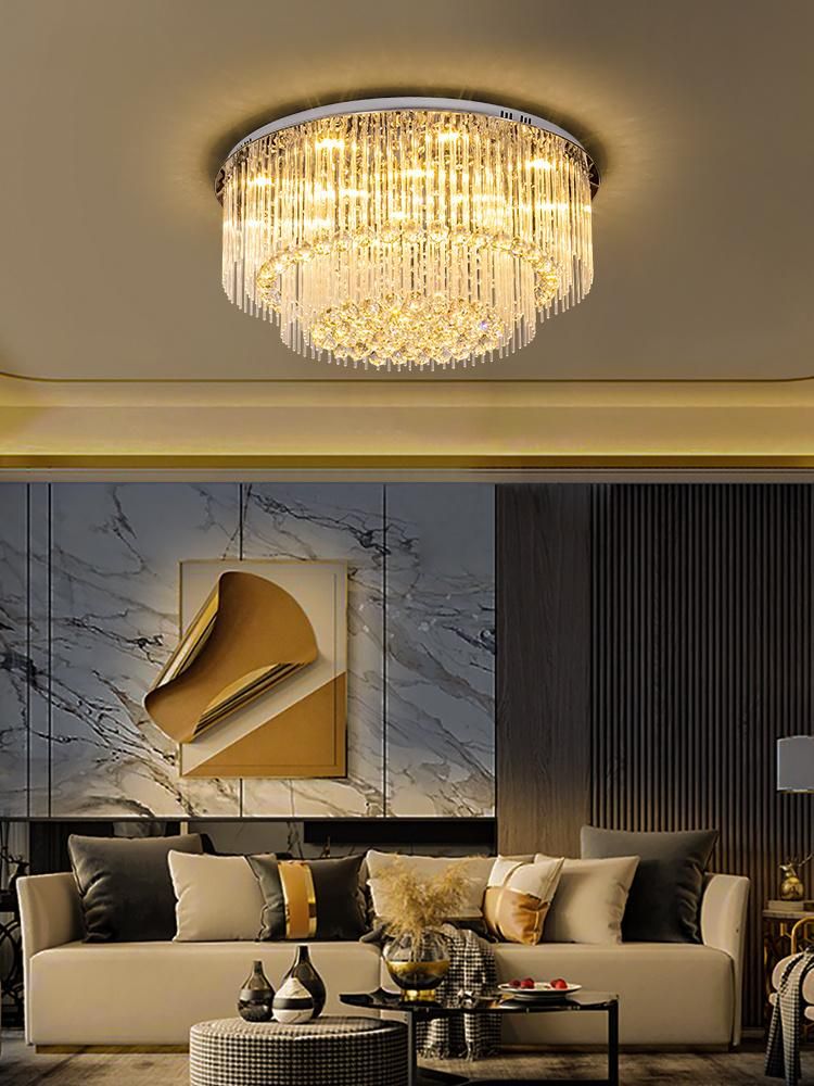 Crystal Lamp Round Living Room Lighting Atmosphere Room Modern LED Ceiling Lights Gold (WH-CA-87)