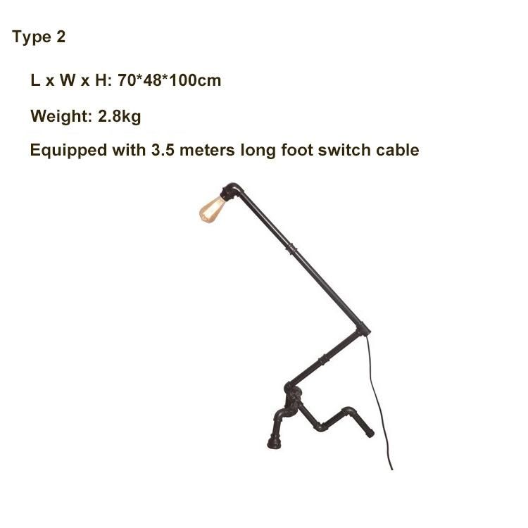LED Creative Foot Switch Industrial Retro Pipe Floor Lamp
