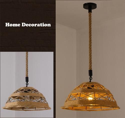 Indoor Lighting Pendant with Hemp Rope Lamp Pendant Lighting for Kitchen Island