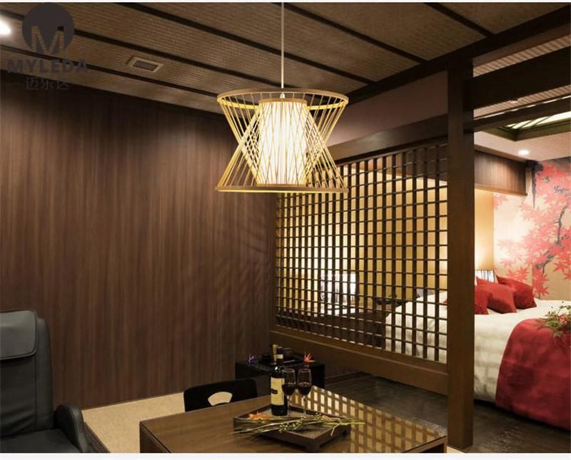 Modern Chinese Style Metal Iron Bamboo Cage Pendant Light