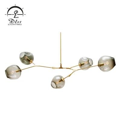 Modern Clear Glass Ball Iron Decoration Restaurant Chandelier