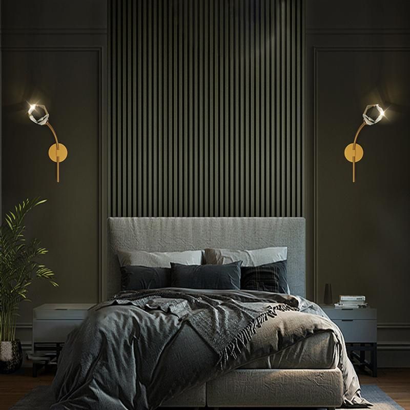 Modern Copper Crystal Wall Lamp Living Room Lamp Bedroom Bedside Lamp