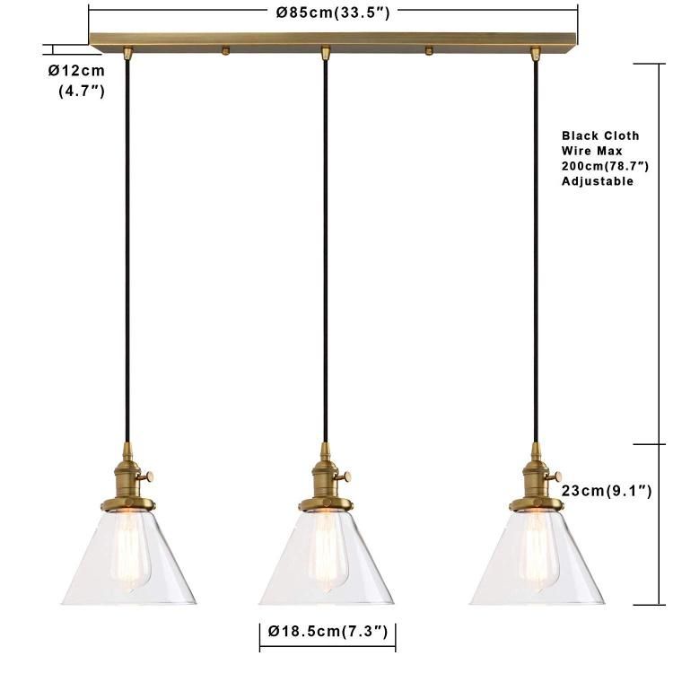 Jlc-3552 Industrial 3 Heads Pendant Hanging Ceiling Lighting Fixture Dining Table Light