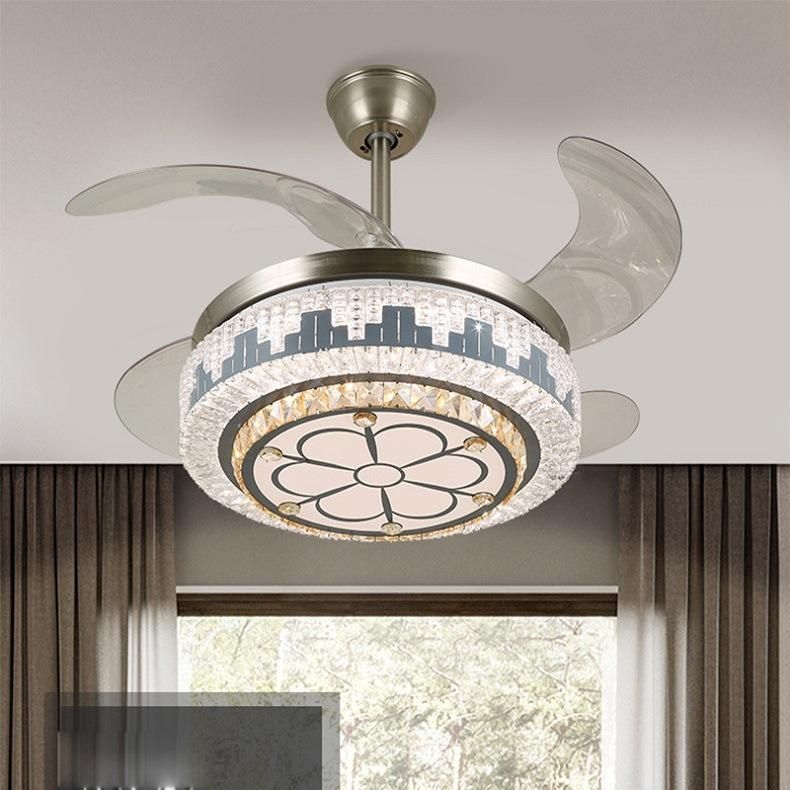 3 Color Remote Control LED European Style Ceiling Fan Light