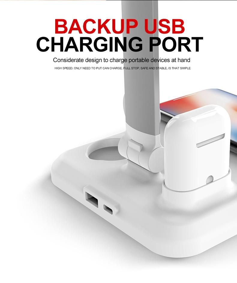 Folding Touch LED Eye-Protection Dimming Table Lamp Qi Wireless Charging LED Desk Lamp